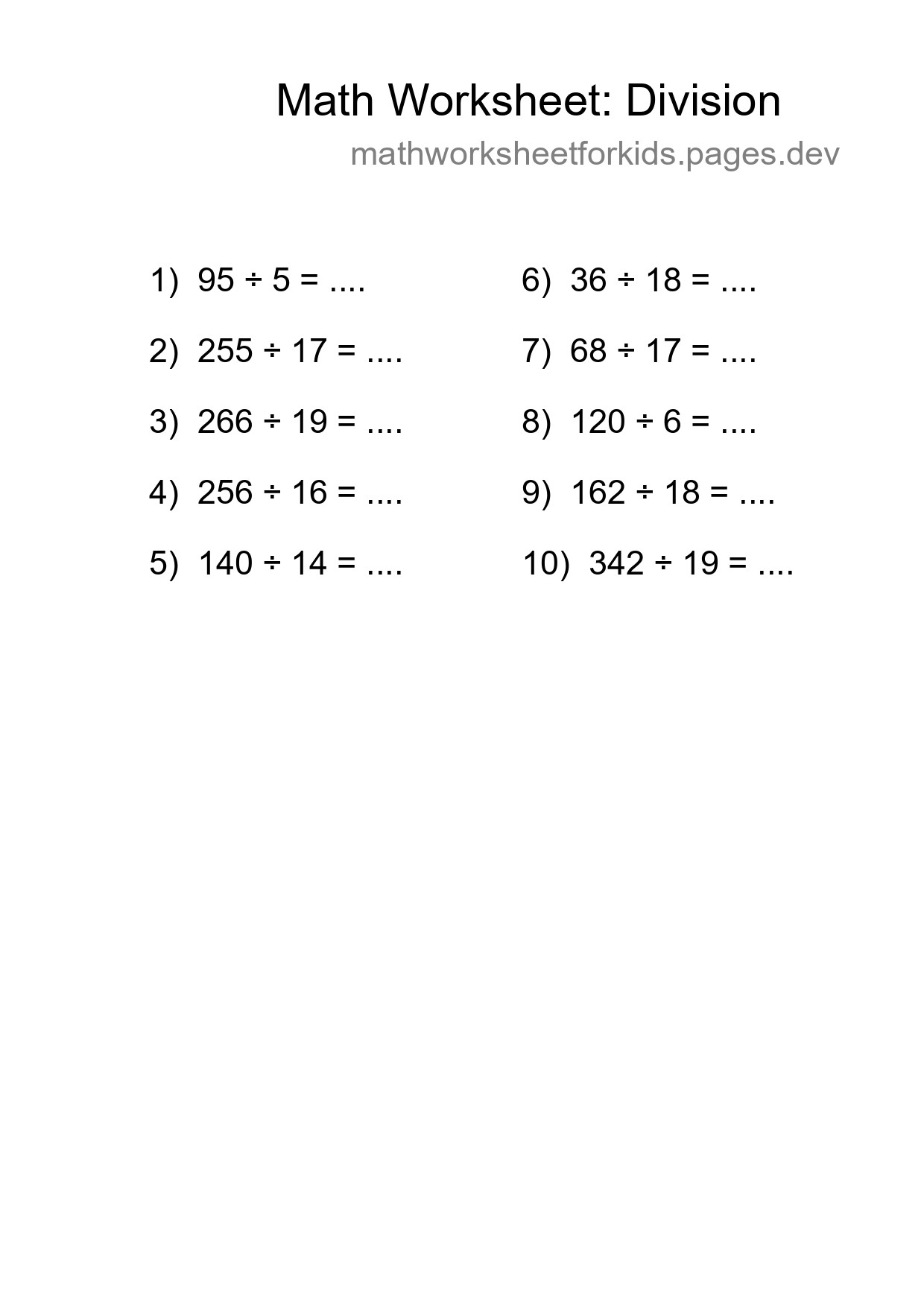 Free 10 Division Math Worksheet For Grade 2 - Part 104