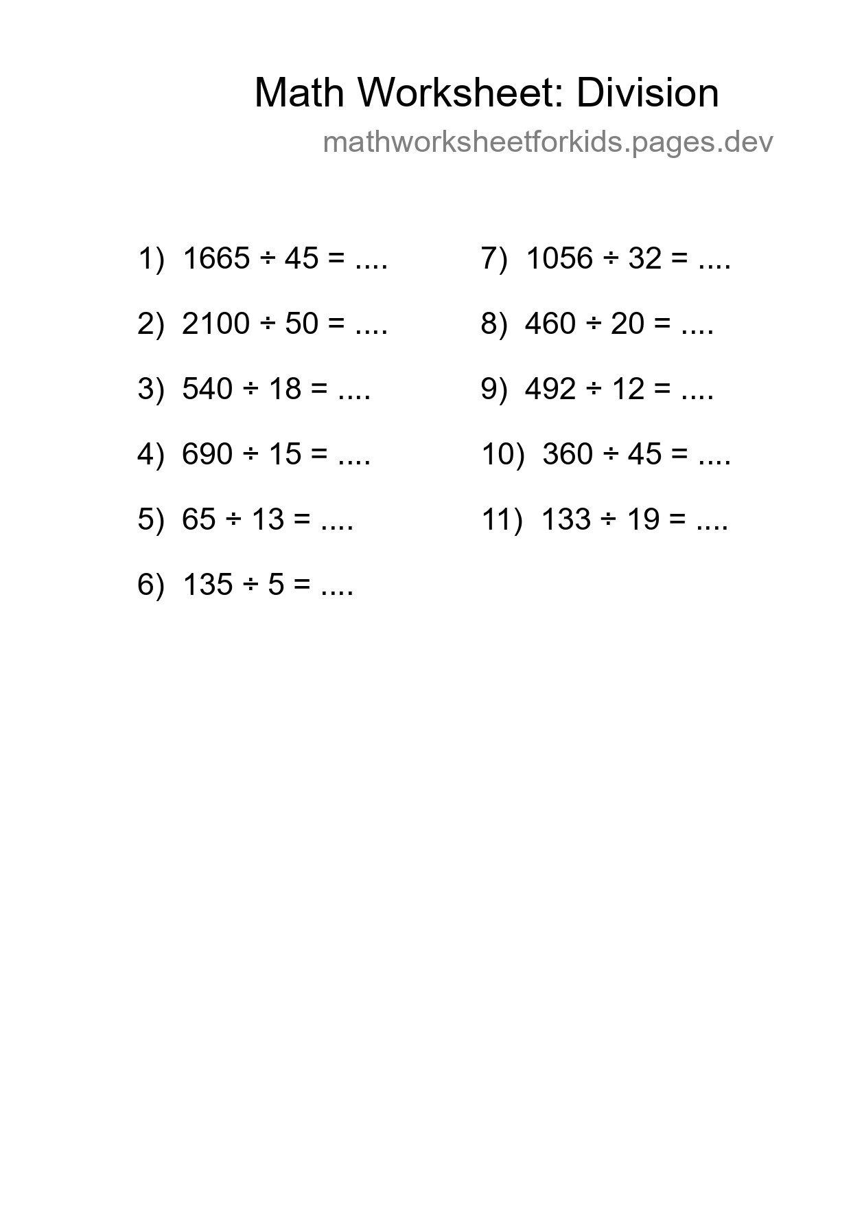 Free 11 Division Math Worksheet For Grade 2 With Answers - Part 234