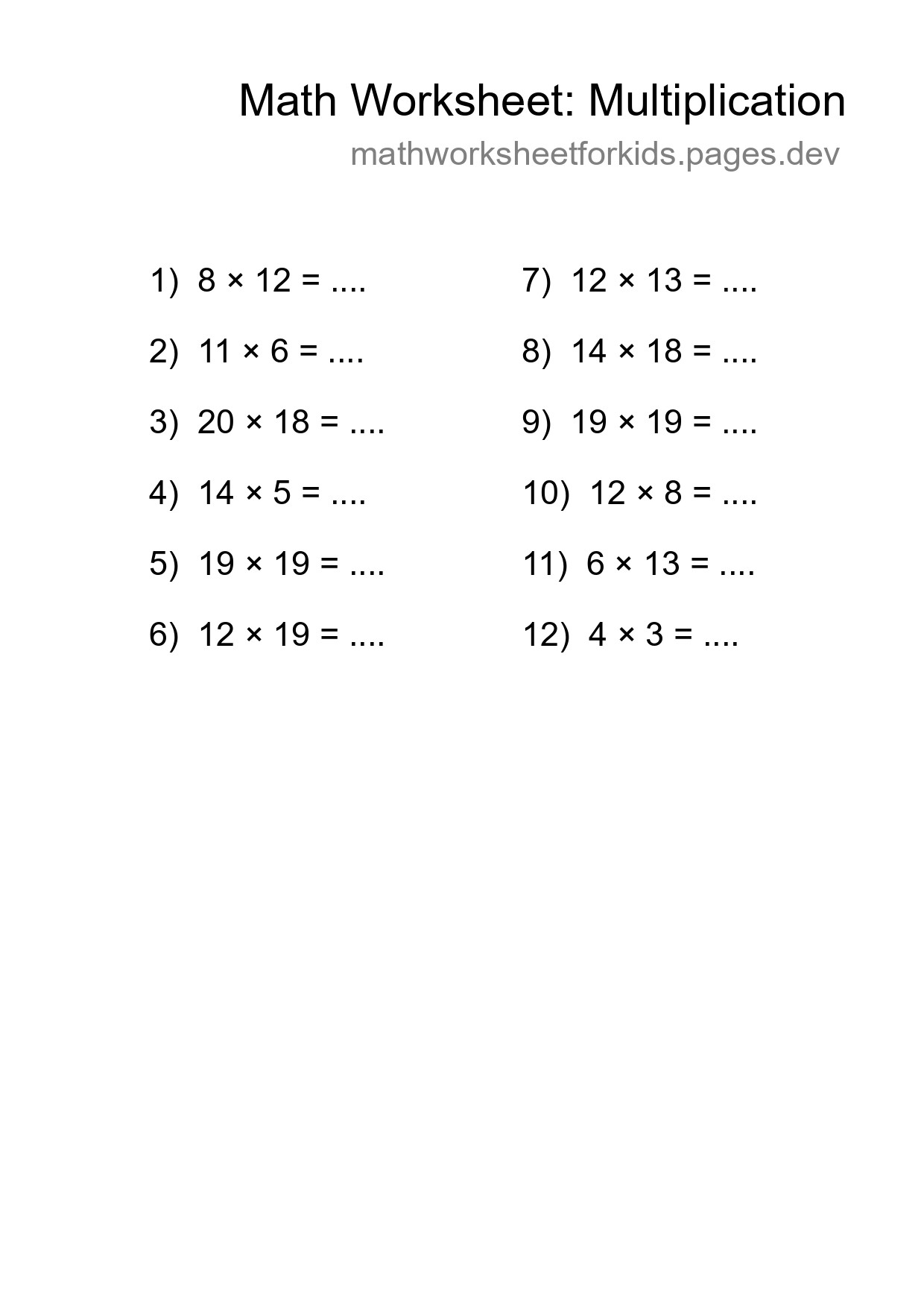 Free 12 Multiplication Math Worksheet For Grade 2 - Part 257