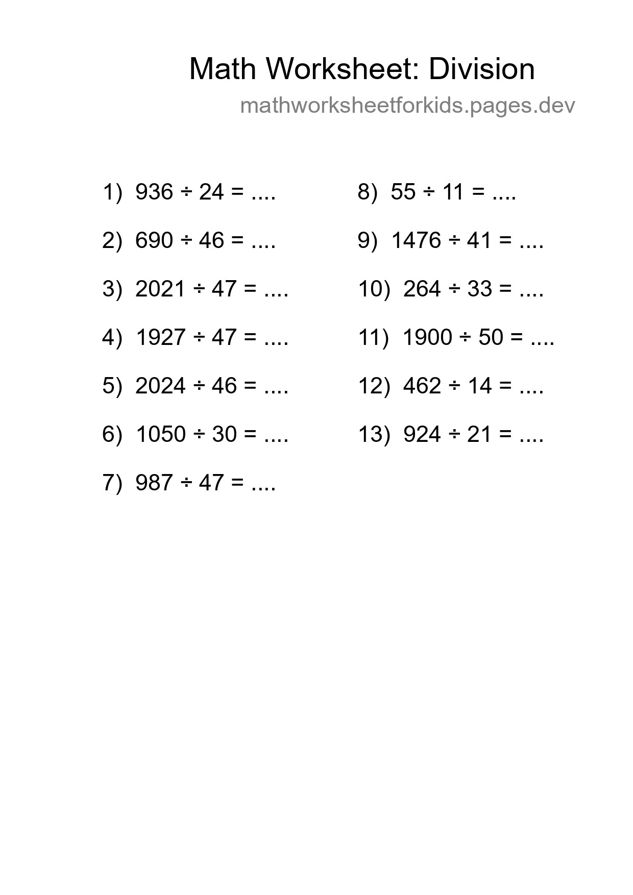 Free 13 Division Math Worksheet For Grade 2 - Part 84