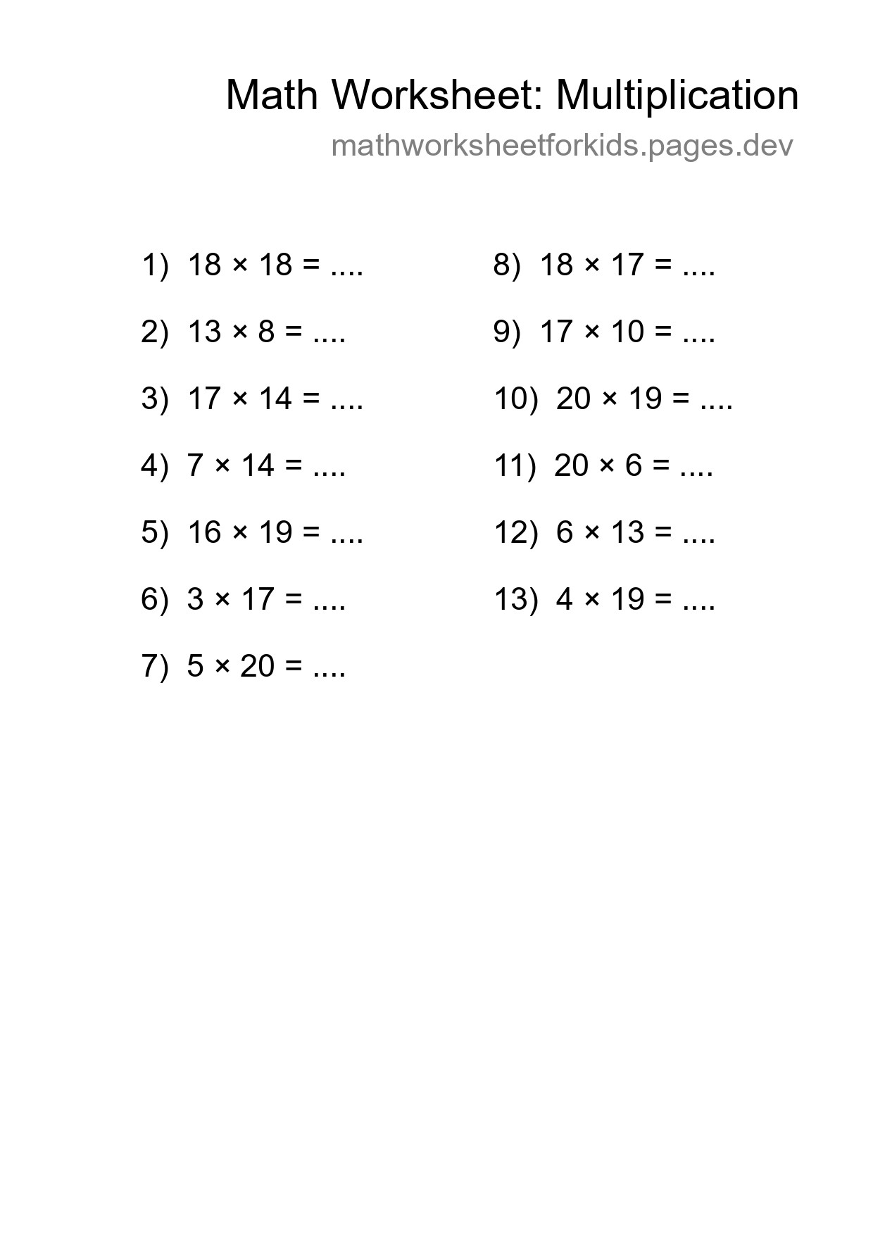 Free 13 Multiplication Math Worksheet For Grade 2 - Part 37