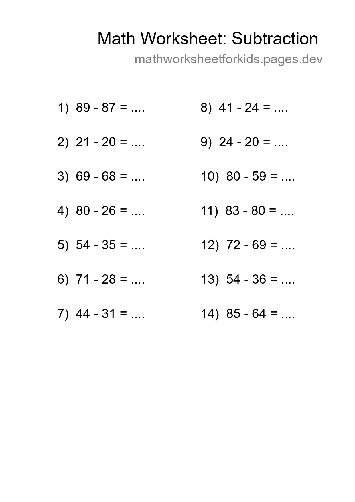 Free 14 Subtraction Math Worksheet For Grade 3 With Answers - Part 118