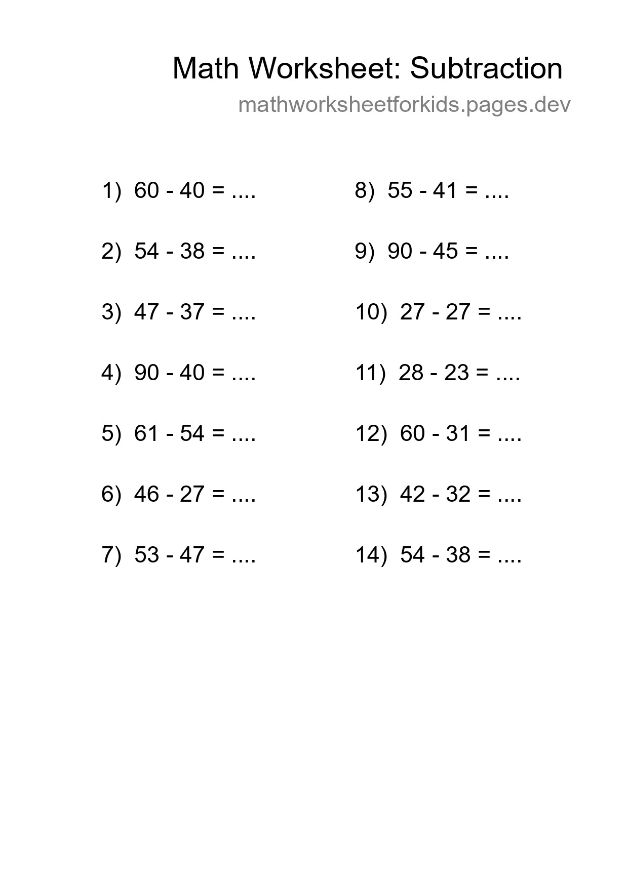 Free 14 Subtraction Math Worksheet For Grade 3 With Answers - Part 248
