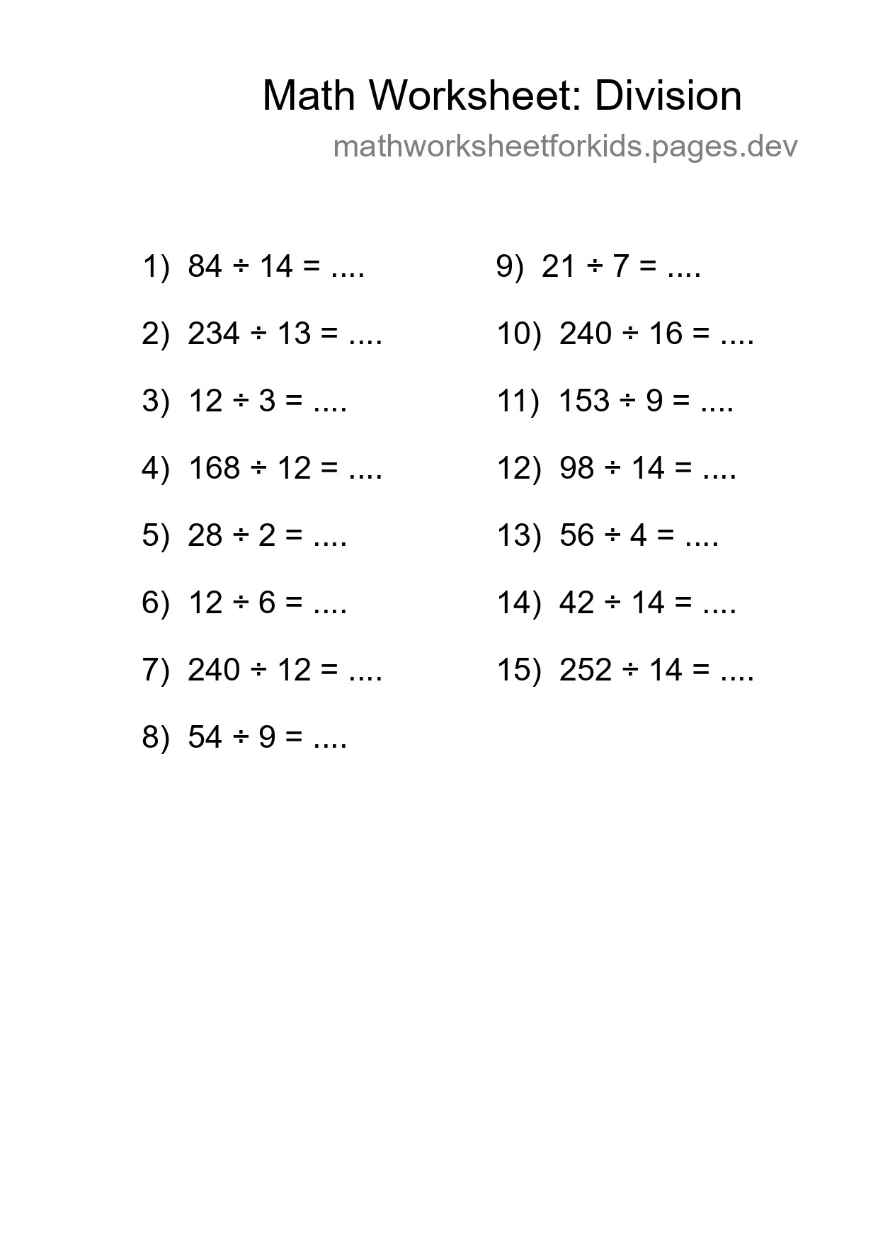 Free 15 Division Math Worksheet For Grade 2 With Answers - Part 114