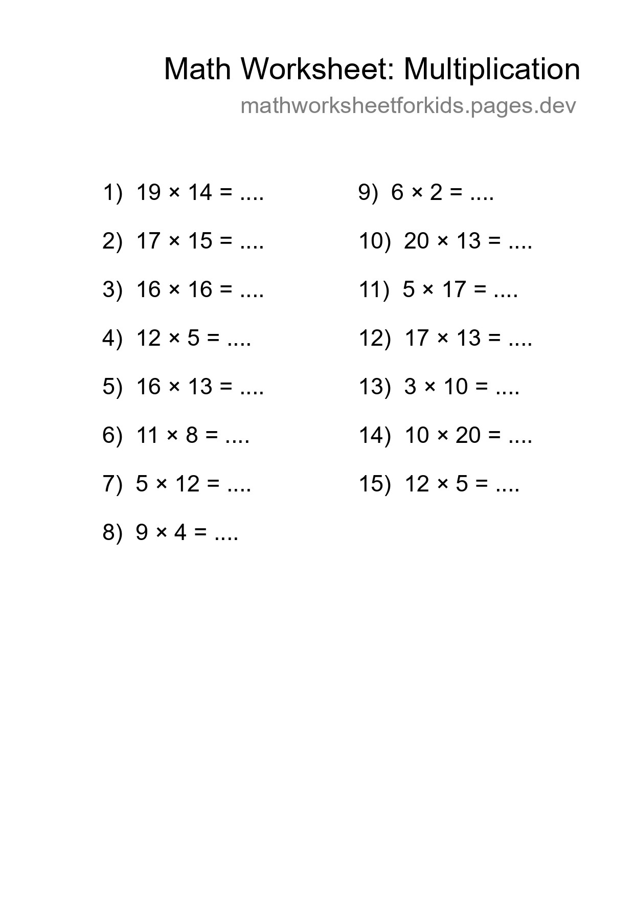 Free 15 Multiplication Math Worksheet For Grade 2 With Answers - Part 77