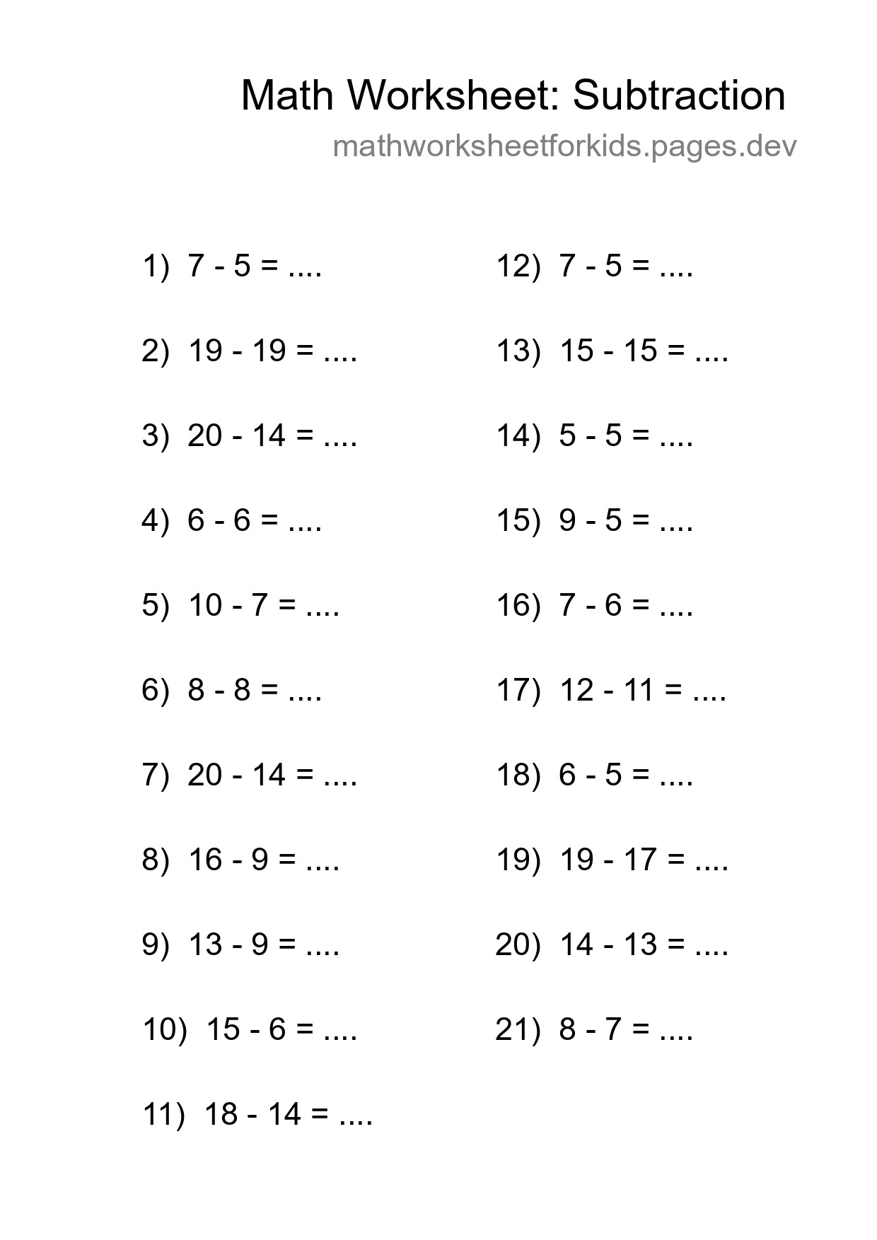 Free 21 Subtraction Math Worksheet For Grade 2 With Answers - Part 288