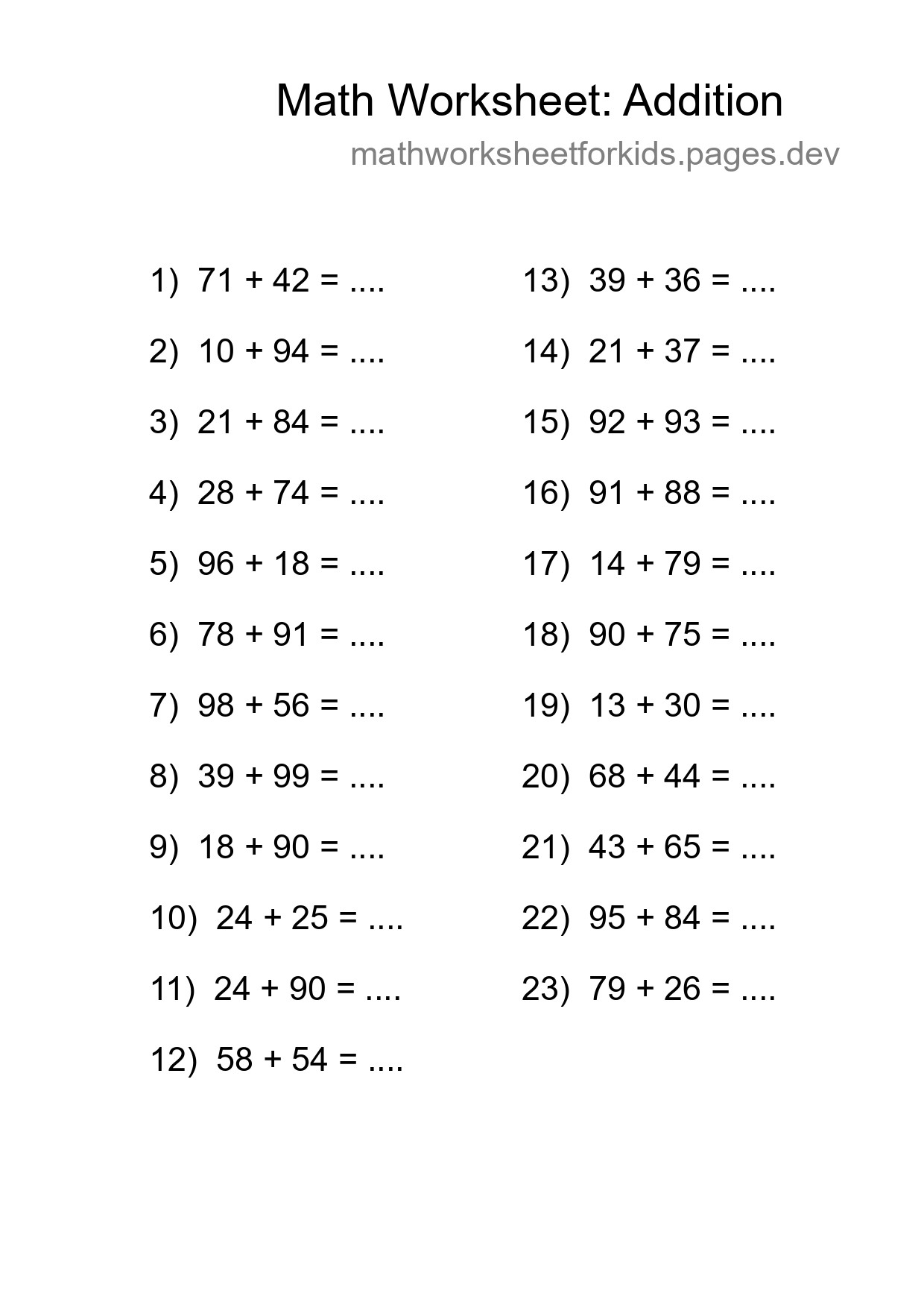 Free 23 Addition Math Worksheet For Grade 3 With Answers - Part 291