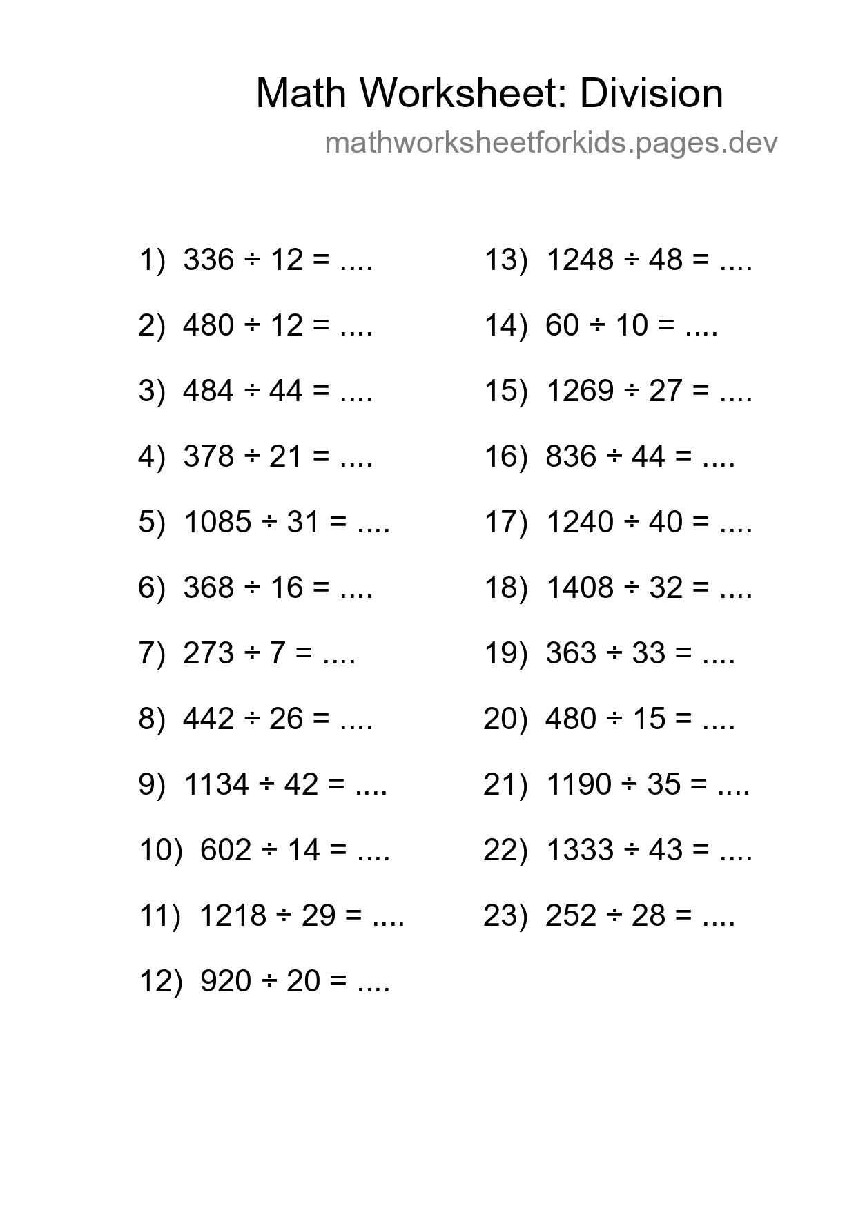 Free 23 Division Math Worksheet For Grade 2 - Part 34
