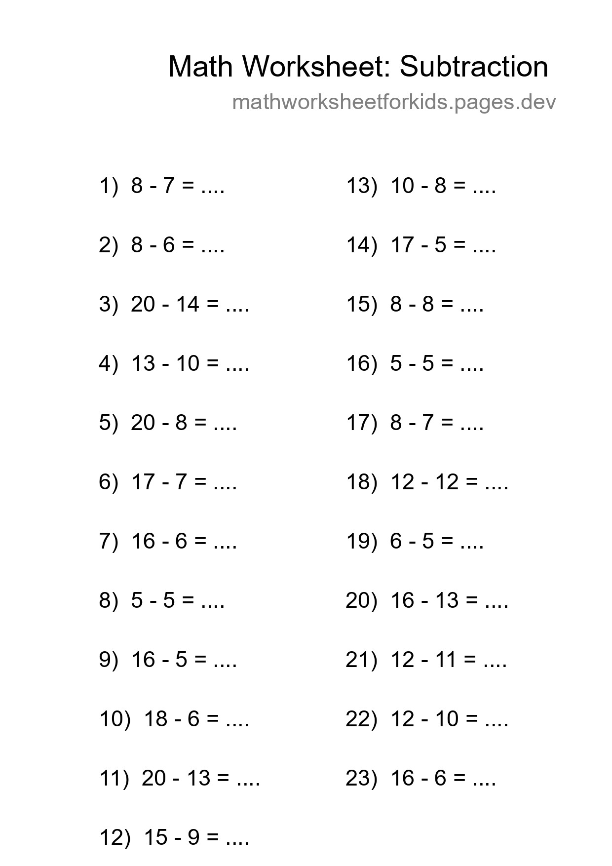 Free 23 Subtraction Math Worksheet For Grade 2 With Answers - Part 28