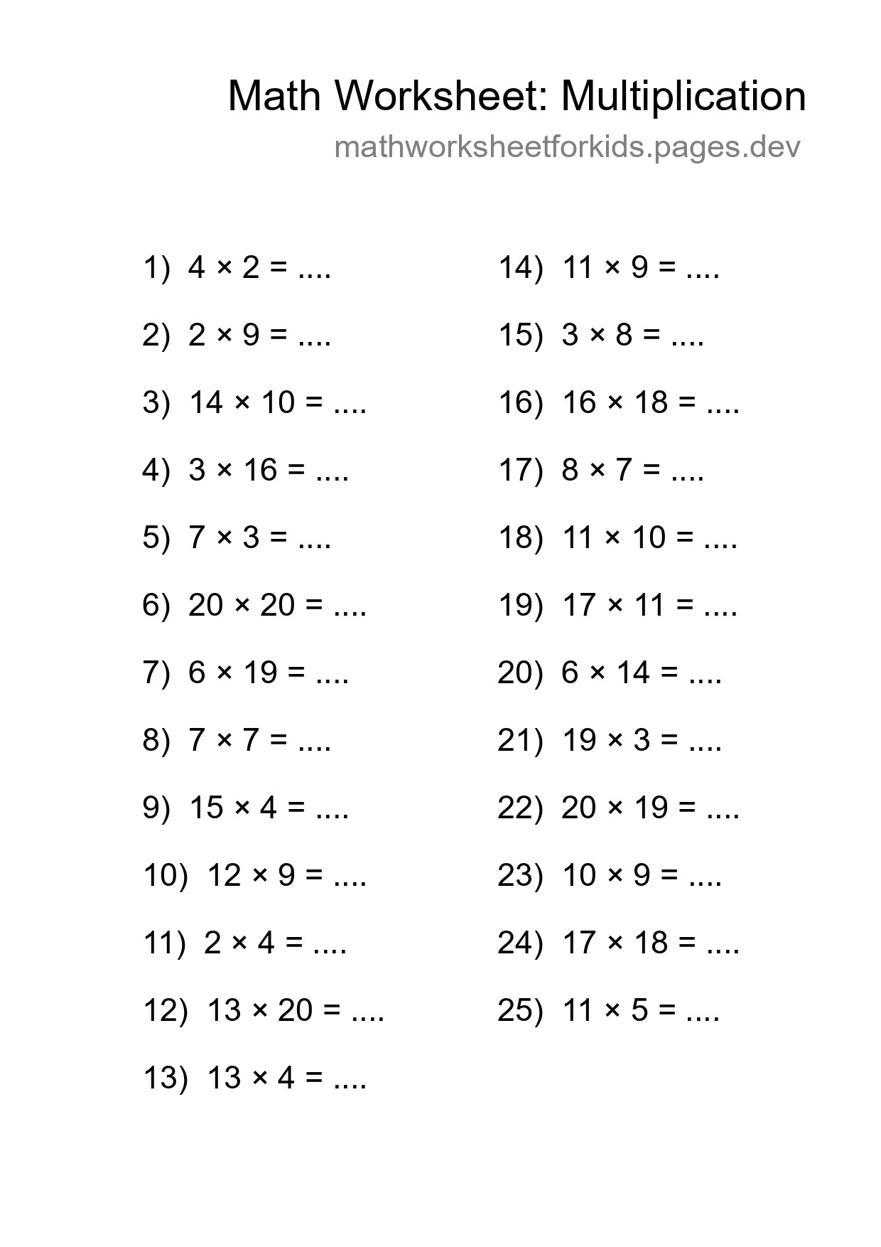 Free 25 Multiplication Math Worksheet For Grade 2 - Part 217