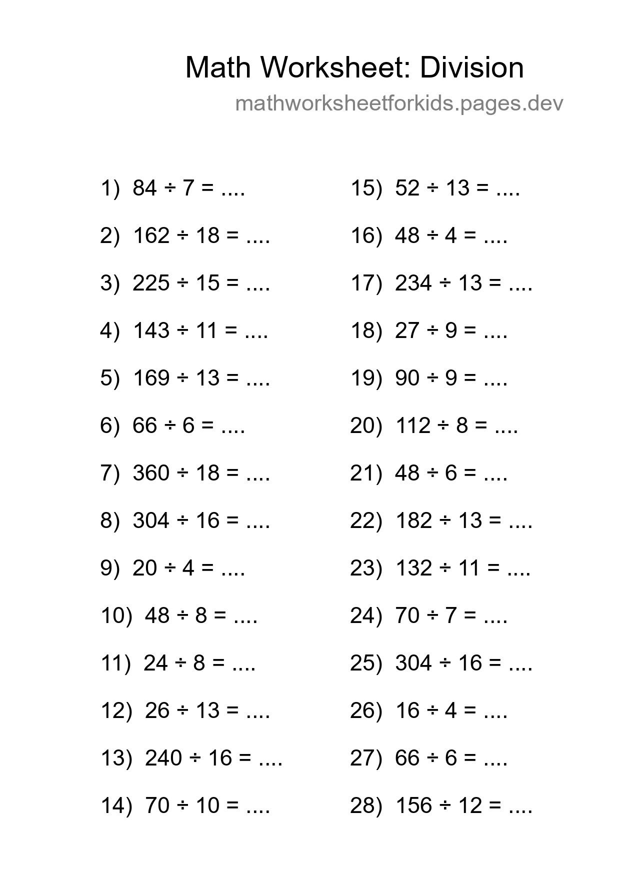 Free 28 Division Math Worksheet For Grade 2 With Answers - Part 224
