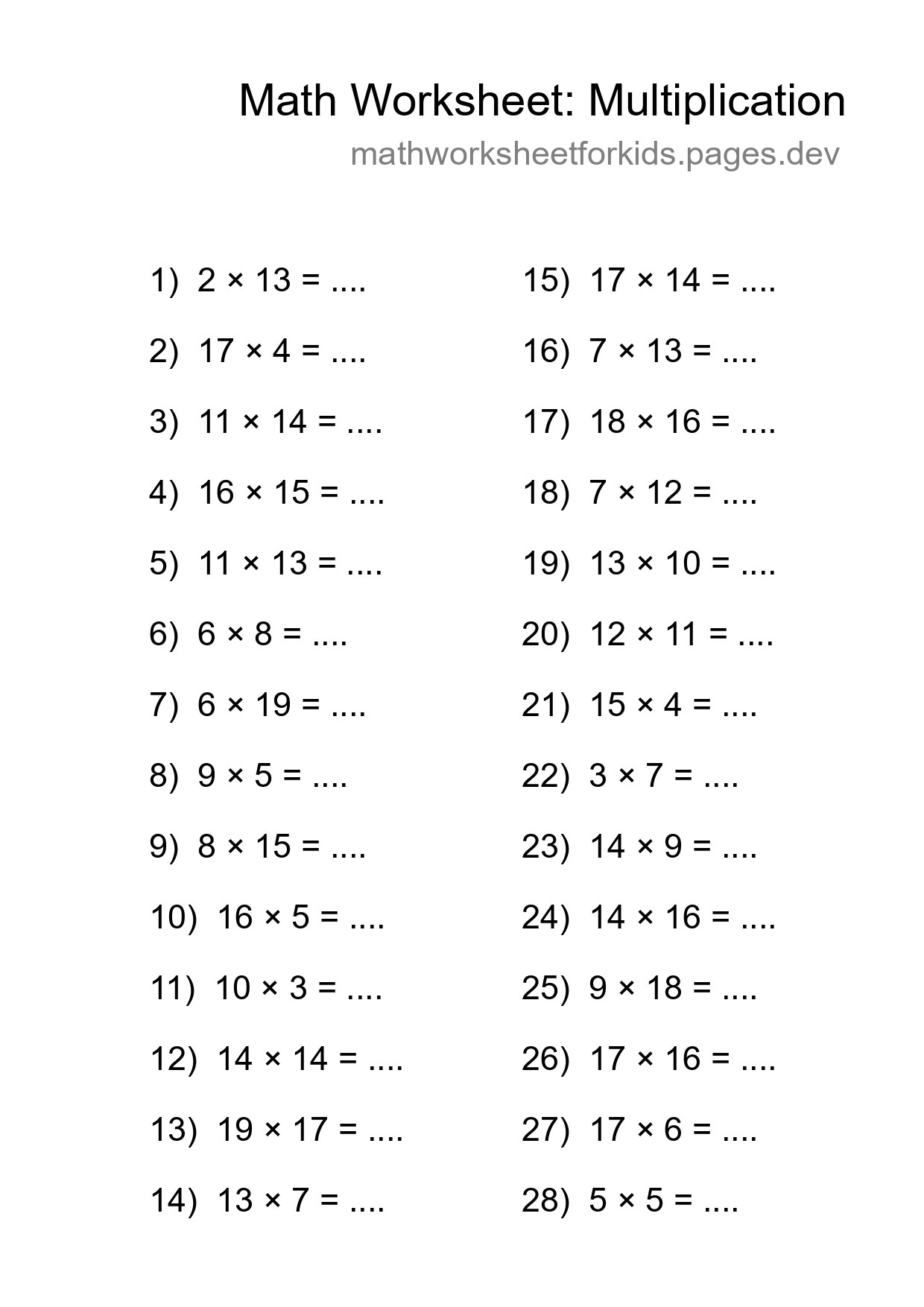 Free 28 Multiplication Math Worksheet For Grade 2 - Part 197