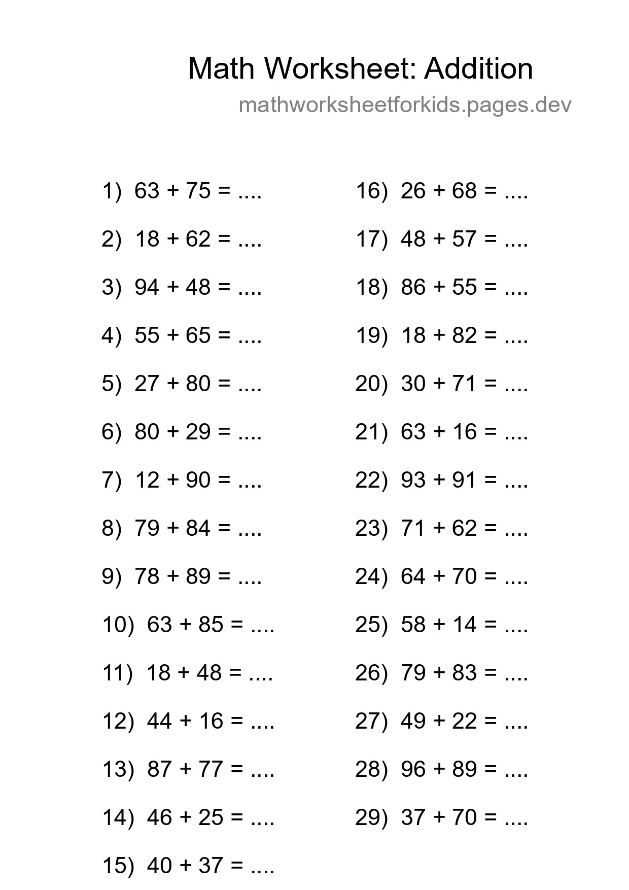 Free 29 Addition Math Worksheet For Grade 3 With Answers - Part 51