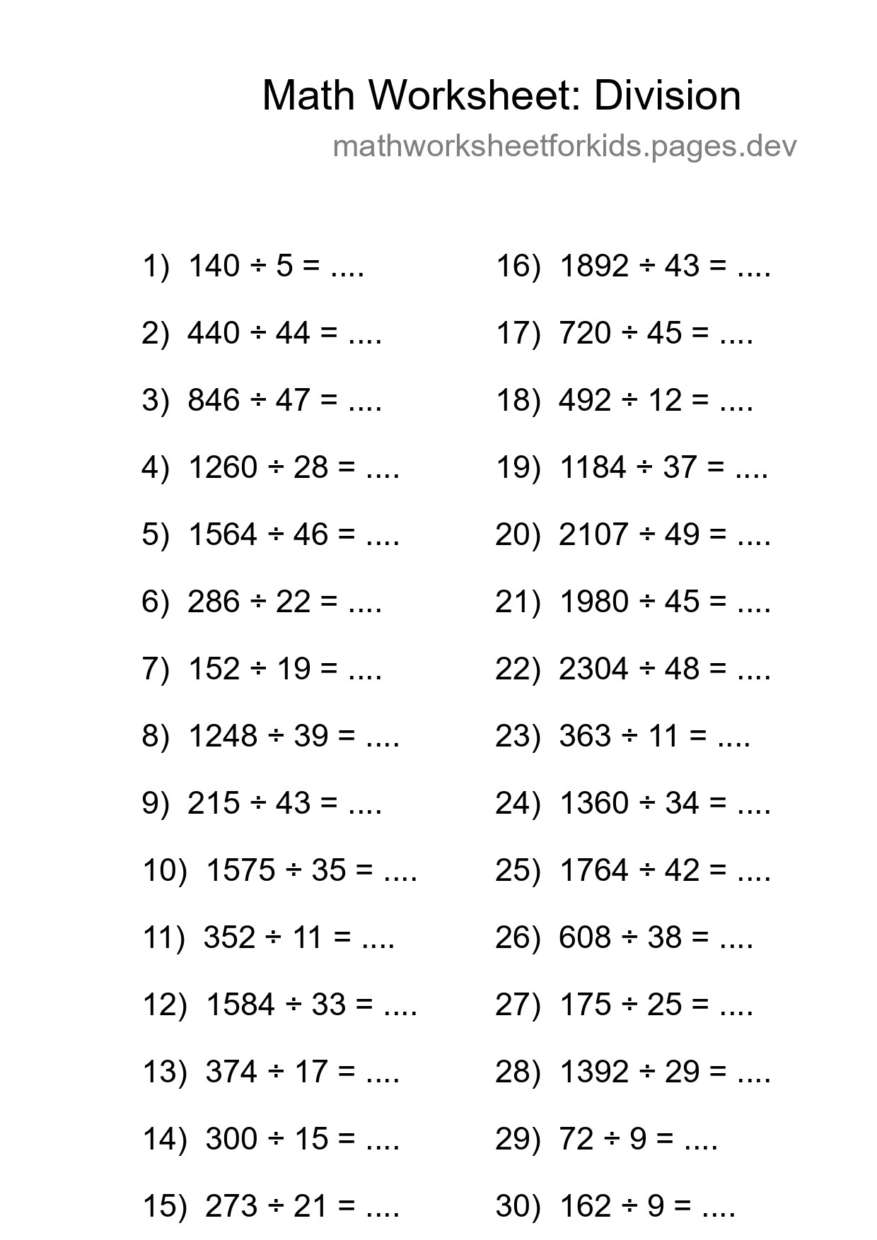 Free 30 Division Math Worksheet For Grade 2 - Part 184