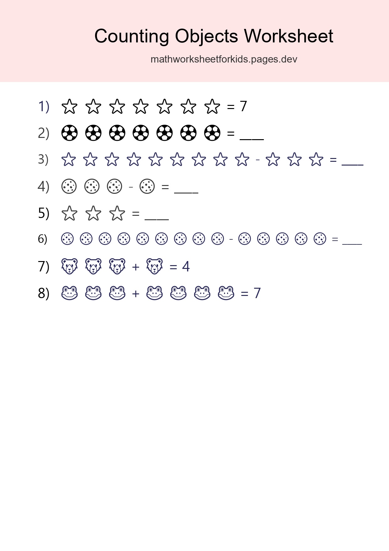 Free Counting Objects Worksheet For Kindergarten - Part 163