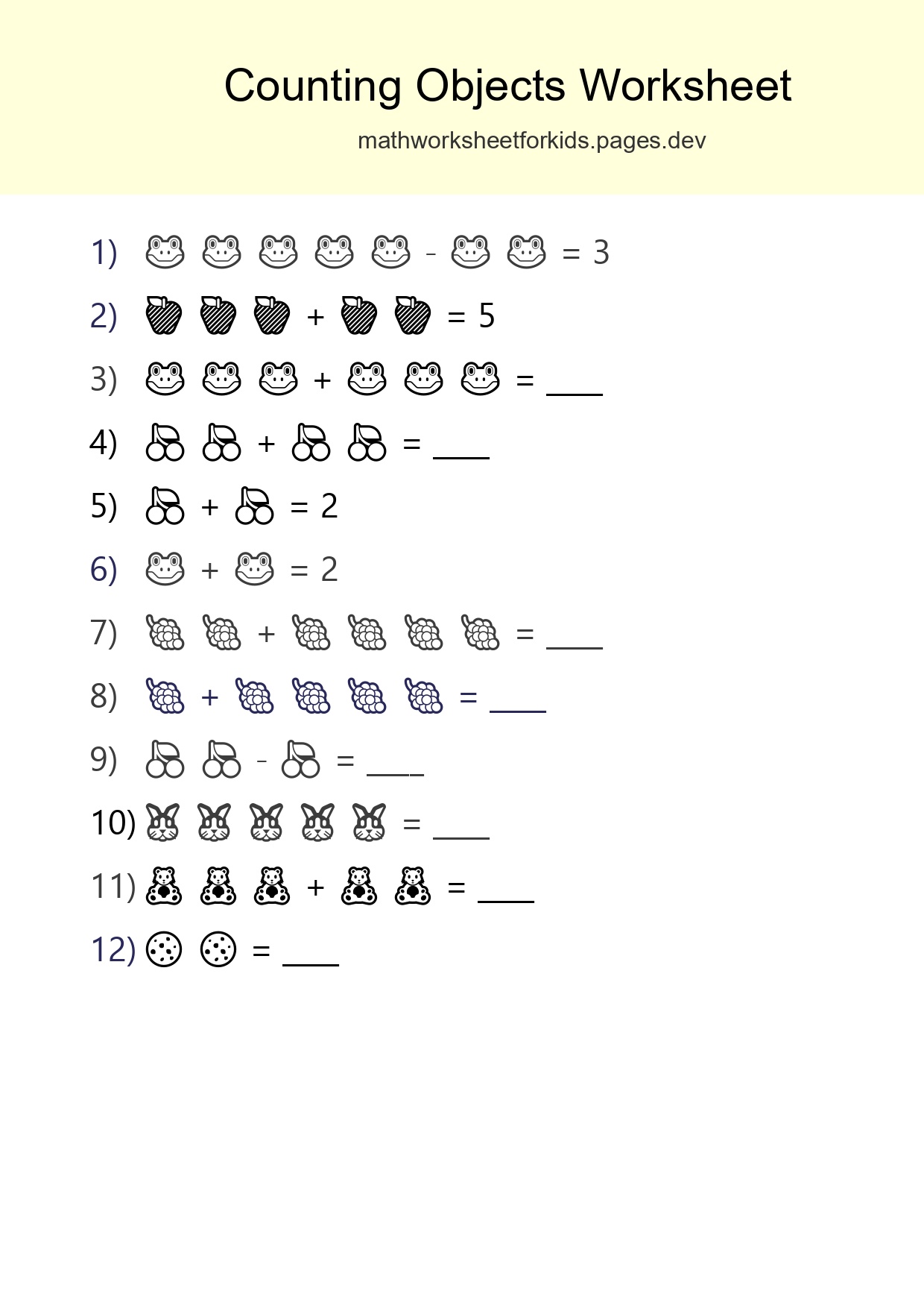 Free Counting Objects Worksheet For Kindergarten - Part 293