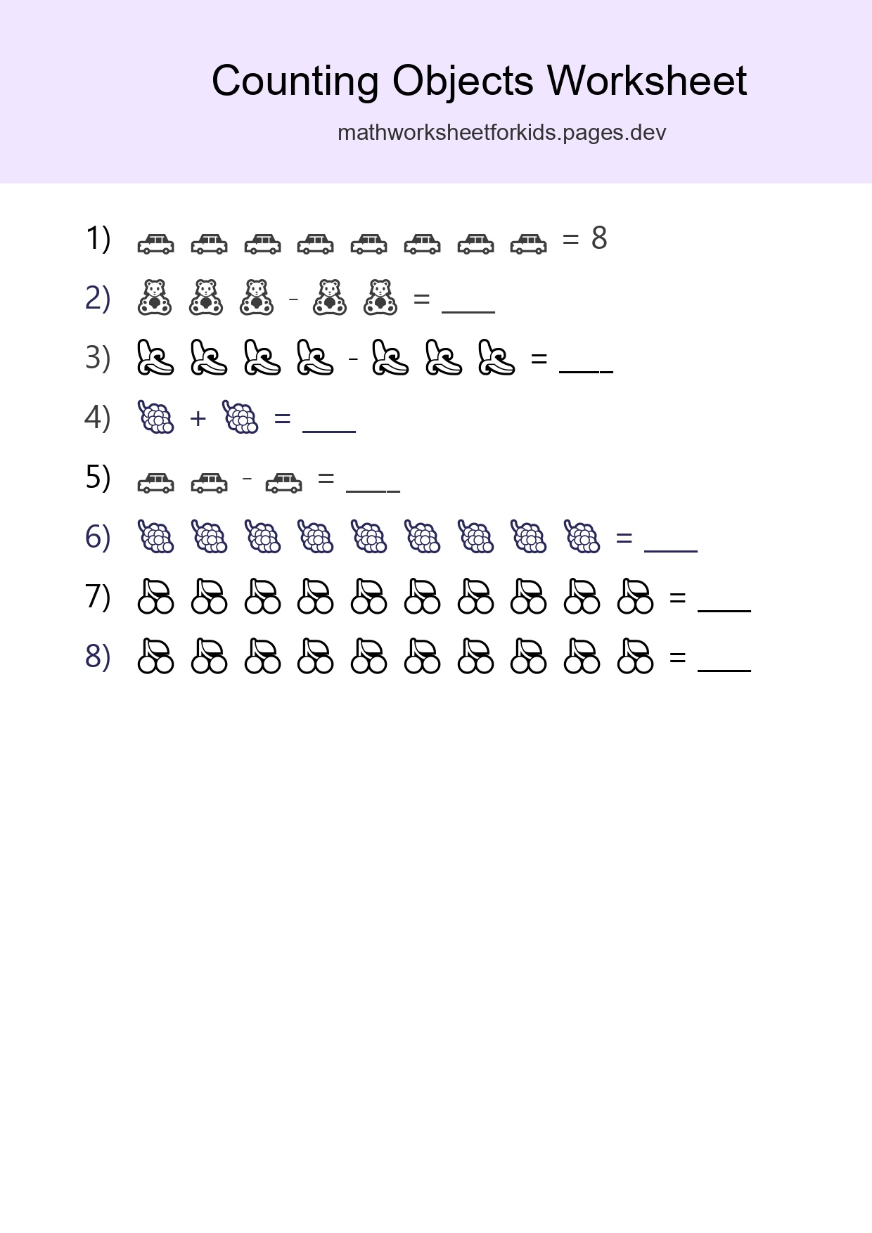 Free Counting Objects Worksheet For Kindergarten - Part 53