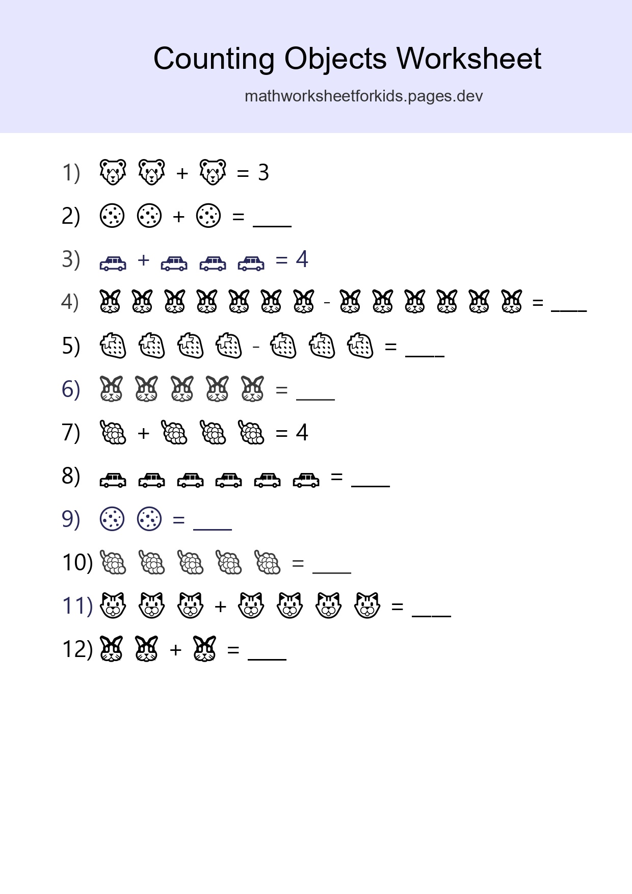 Free Counting Objects Worksheet For Kindergarten - Part 93