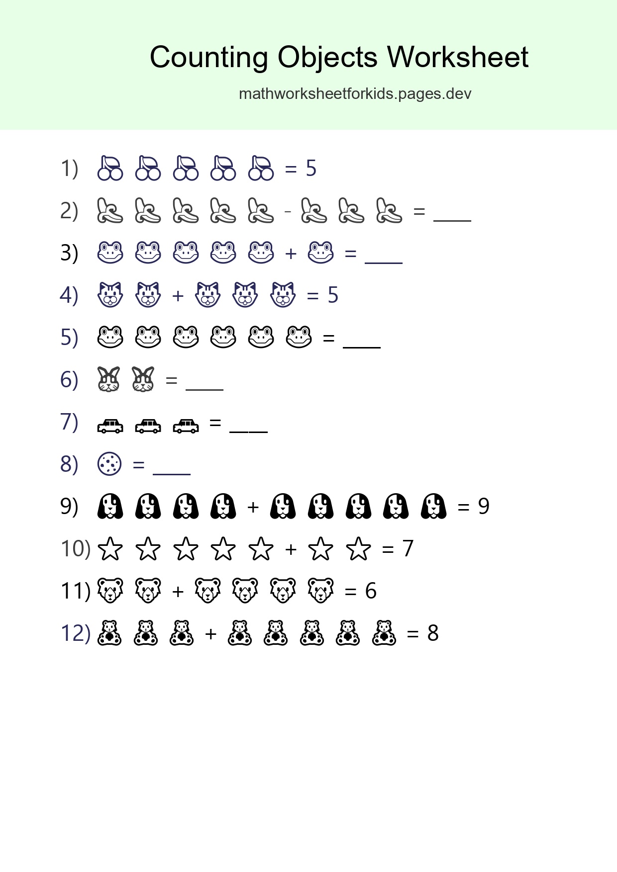 Free Counting Objects Worksheet For Kindergarten Printable - Part 13