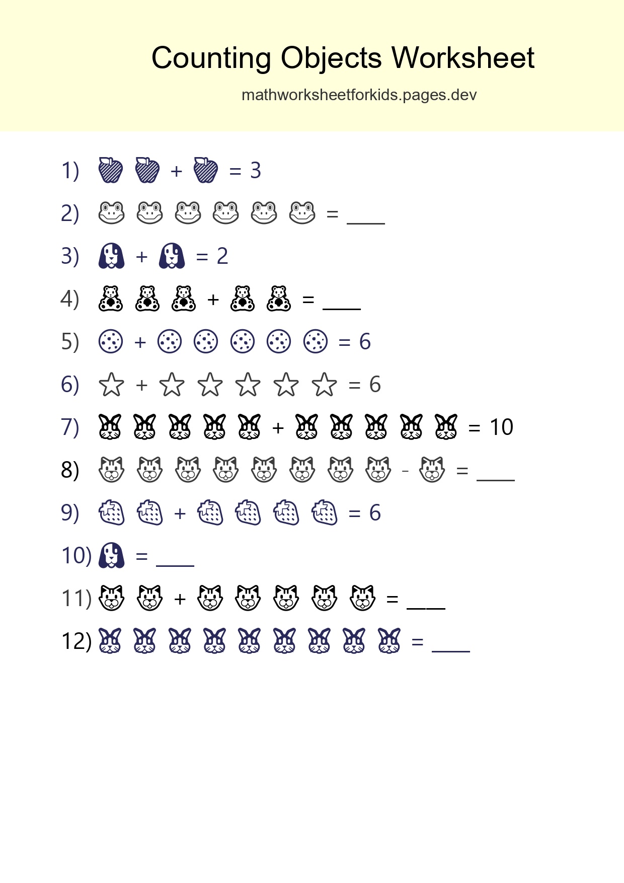 Free Counting Objects Worksheet For Kindergarten Printable - Part 3