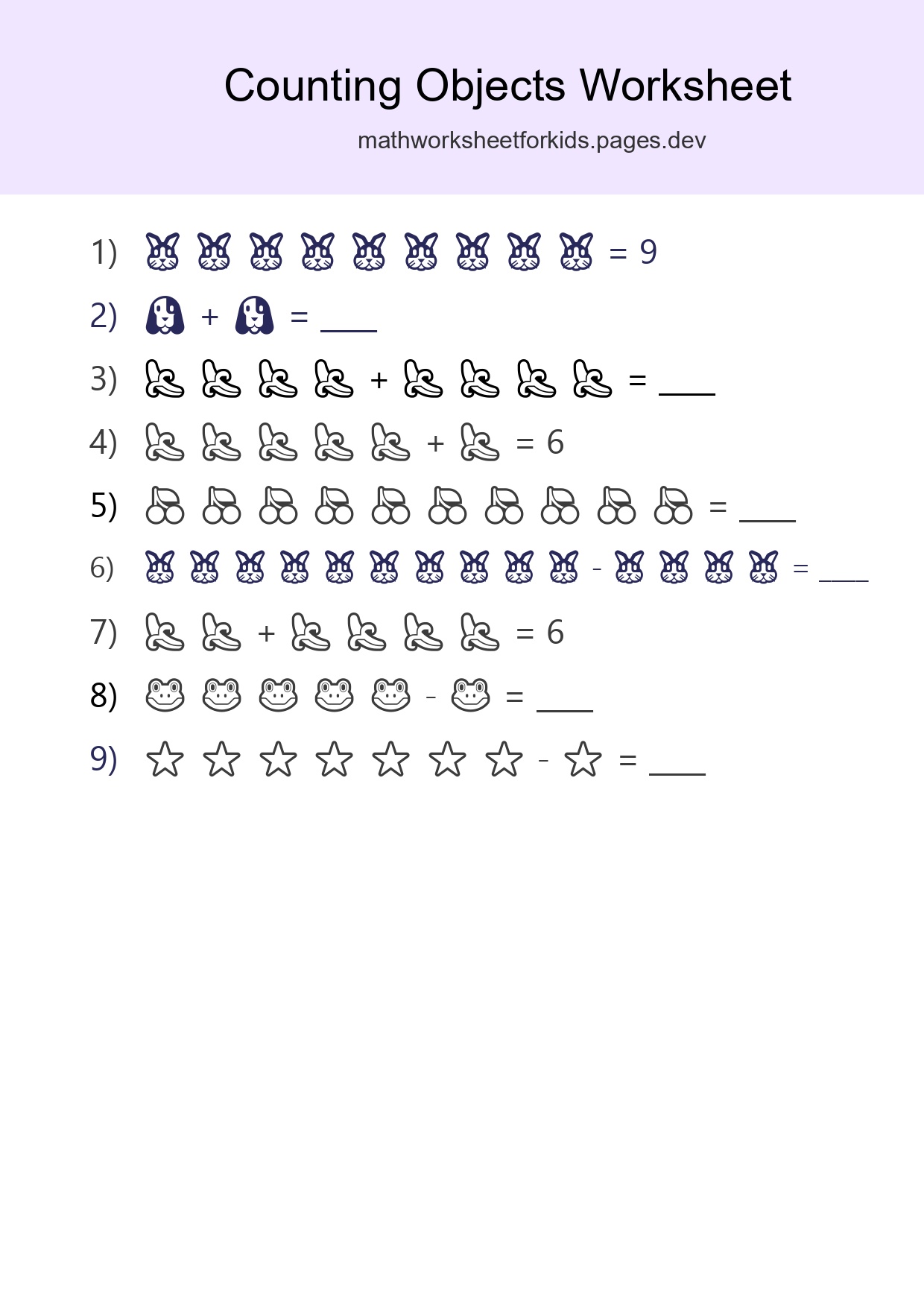 Free Counting Objects Worksheet For Kindergarten Printable - Part 73