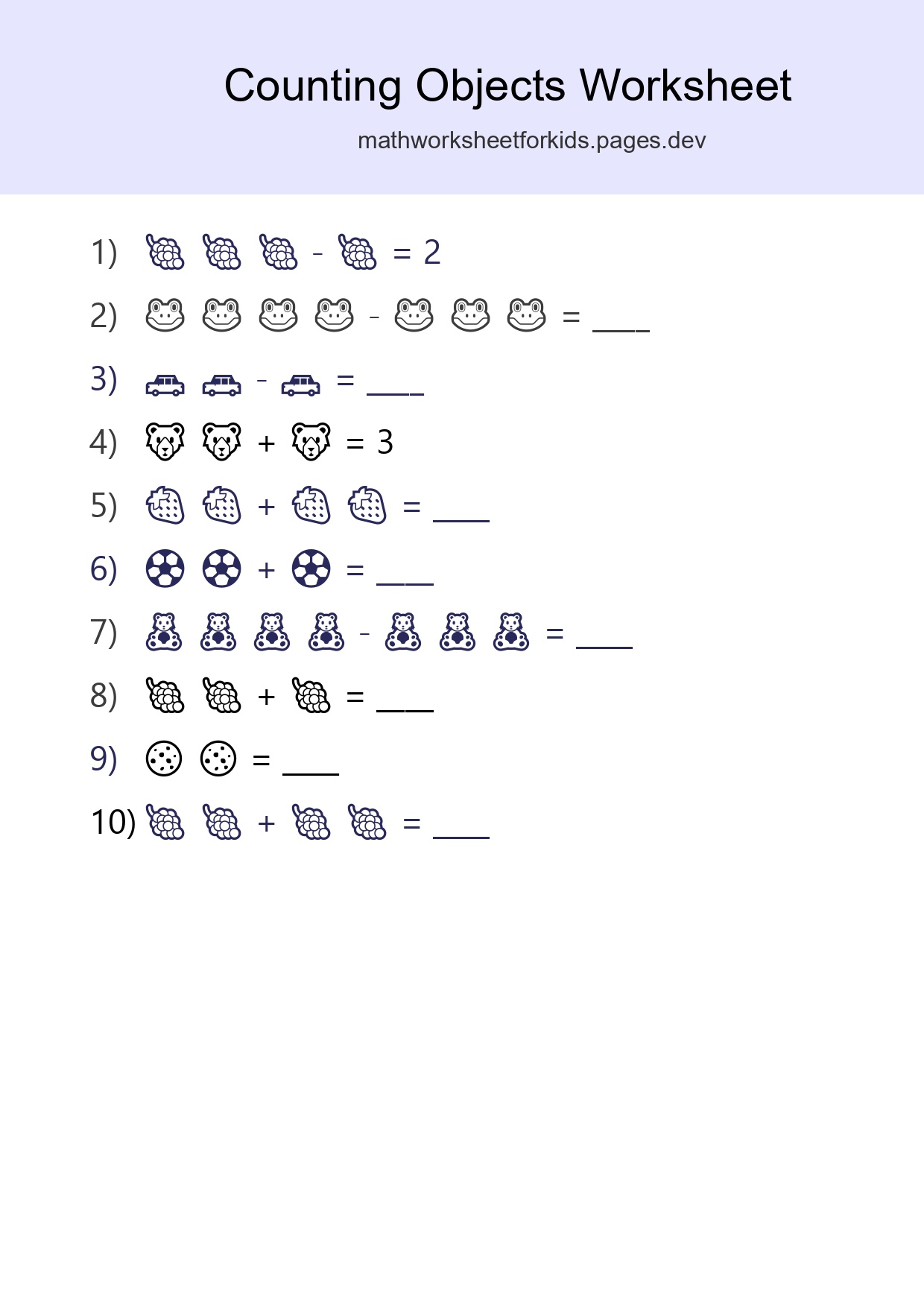 Free Counting Objects Worksheet For Pre-K Printable - Part 113