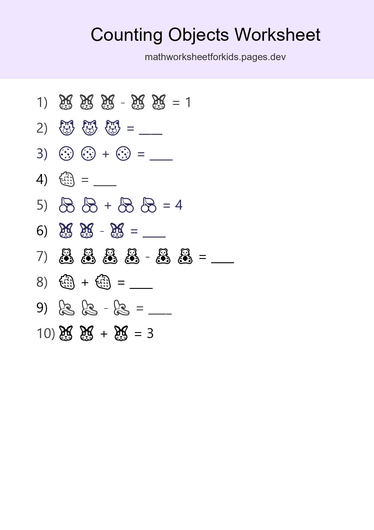 Free Counting Objects Worksheet For Pre-K Printable - Part 253