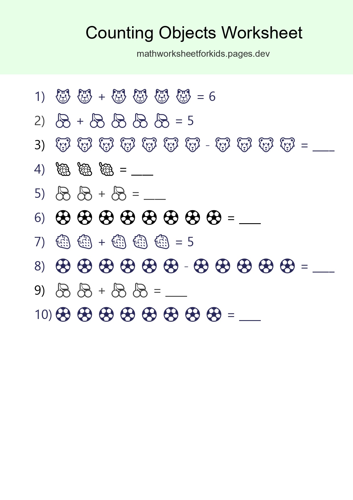 Kindergarten Count The Objects Worksheet - Part 213