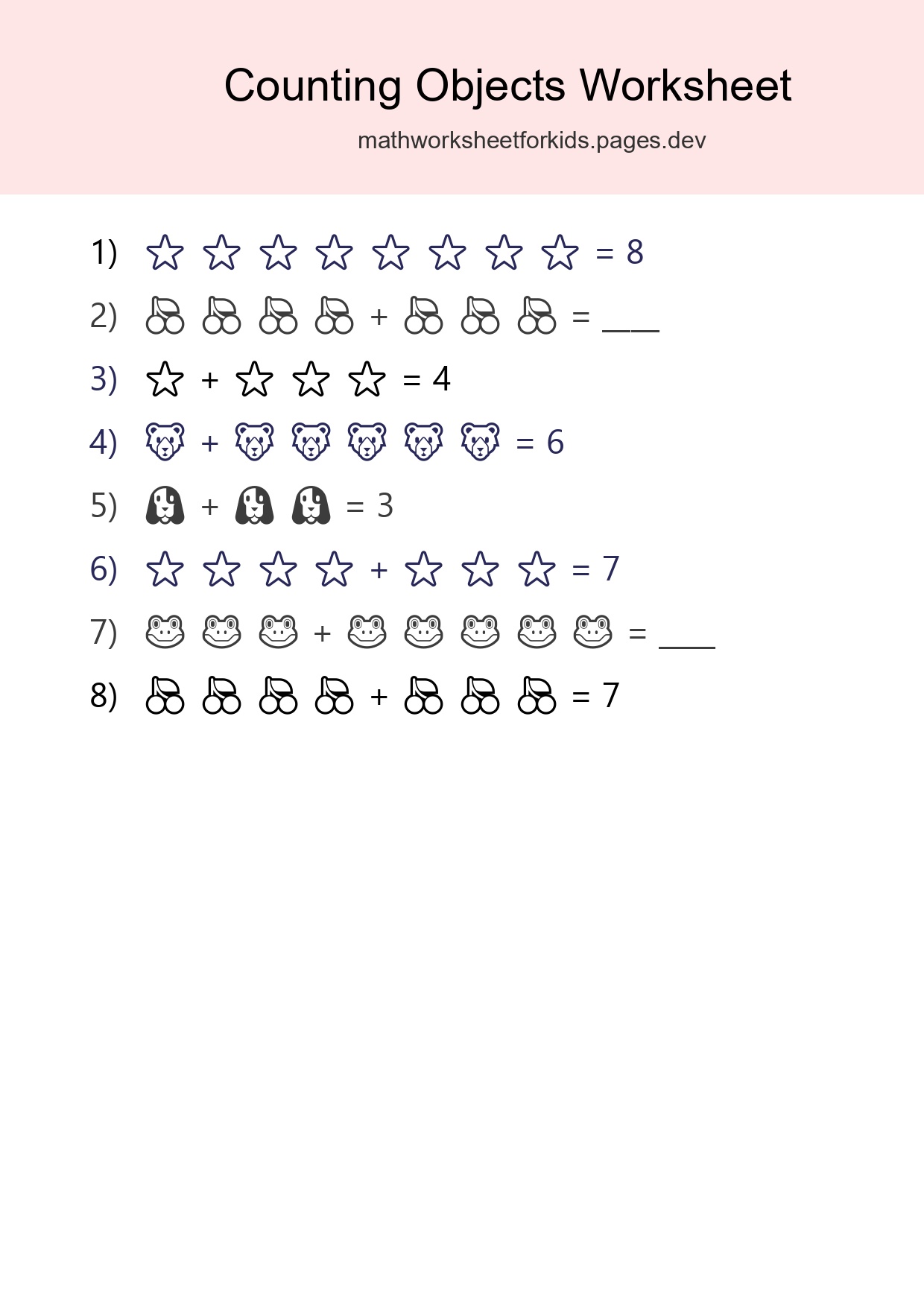 Kindergarten Count The Objects Worksheet - Part 243
