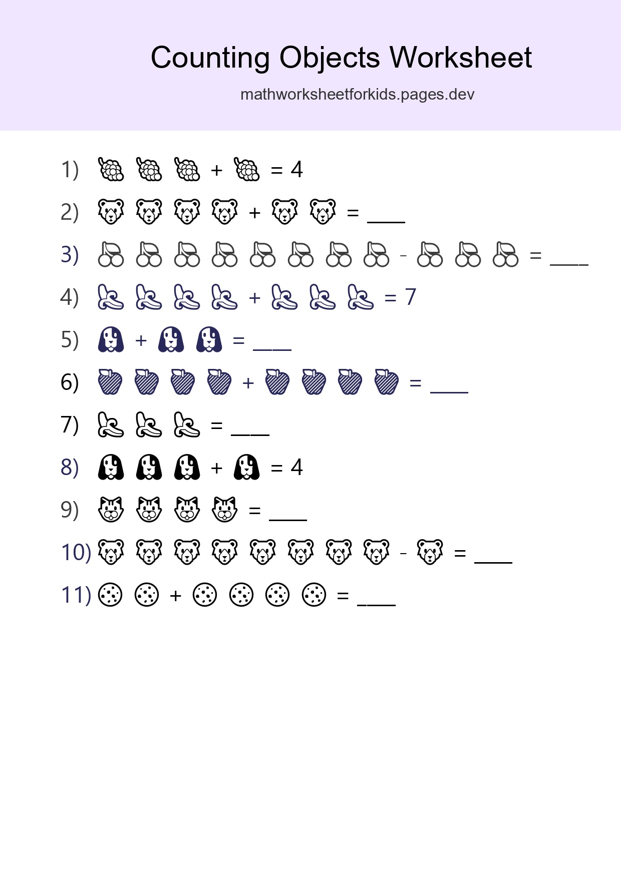 Kindergarten Count The Objects Worksheet - Part 283