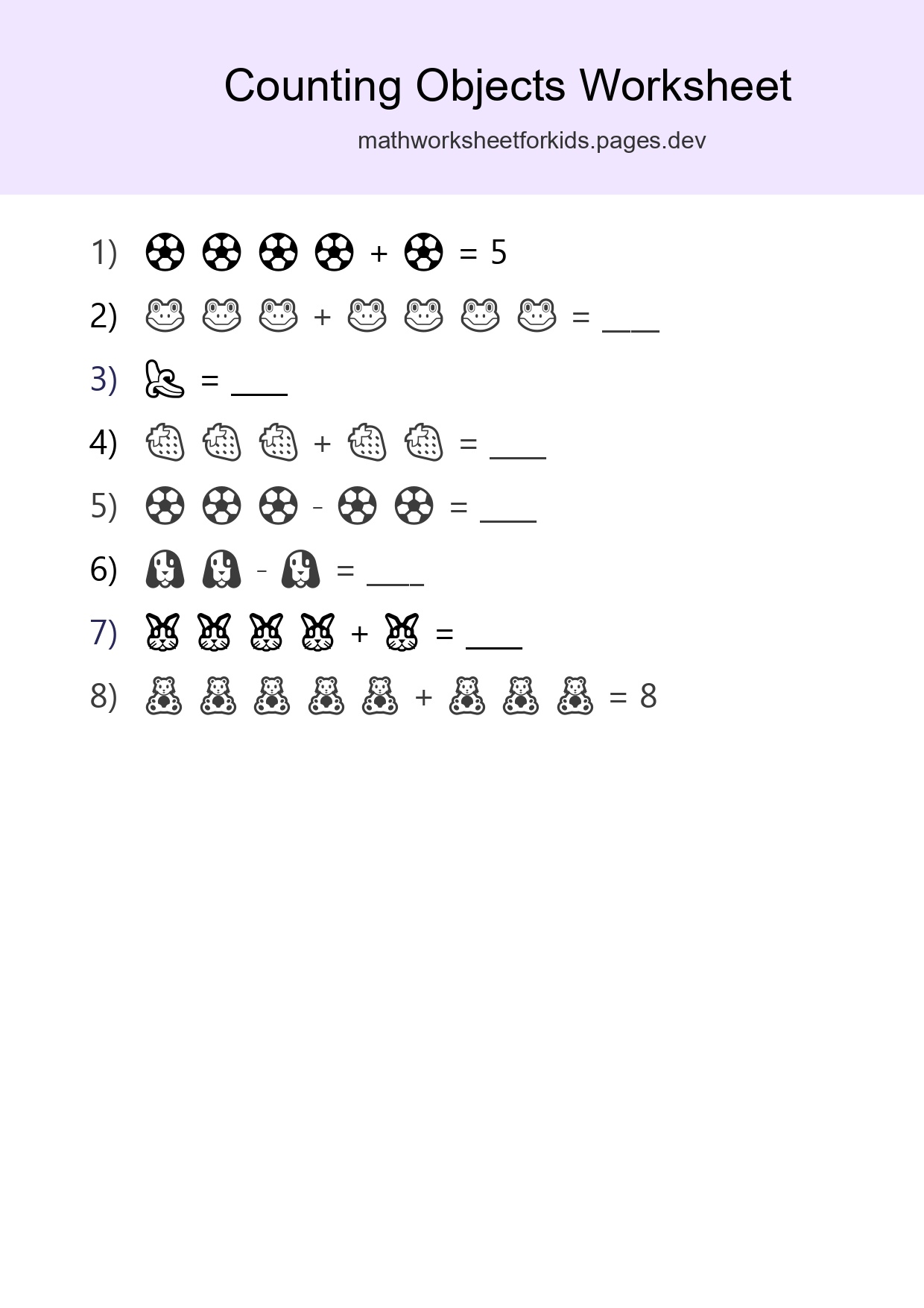 Learn Counting With Pictures Worksheet (Kindergarten) - Part 103