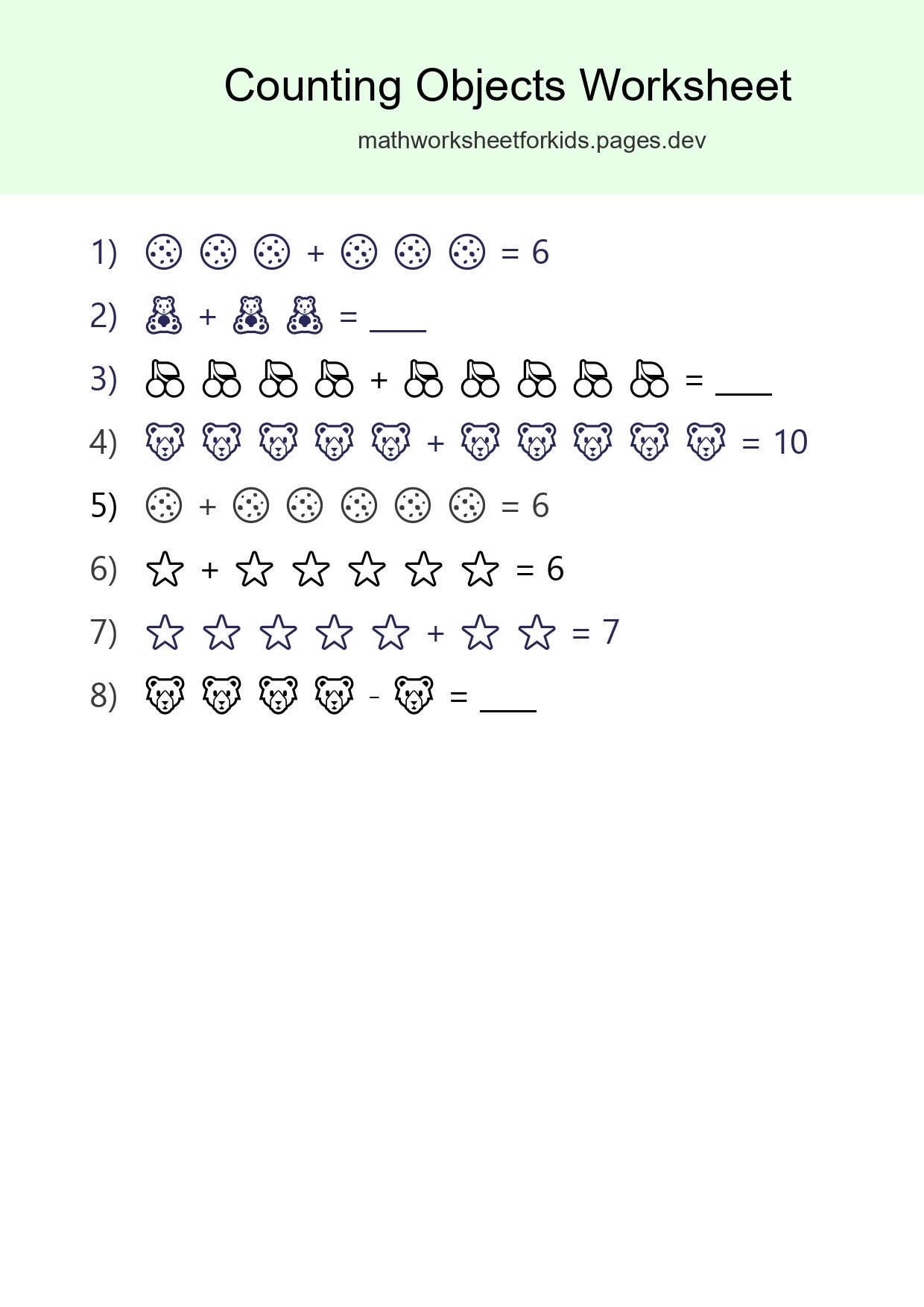 Learn Counting With Pictures Worksheet (Kindergarten) - Part 143