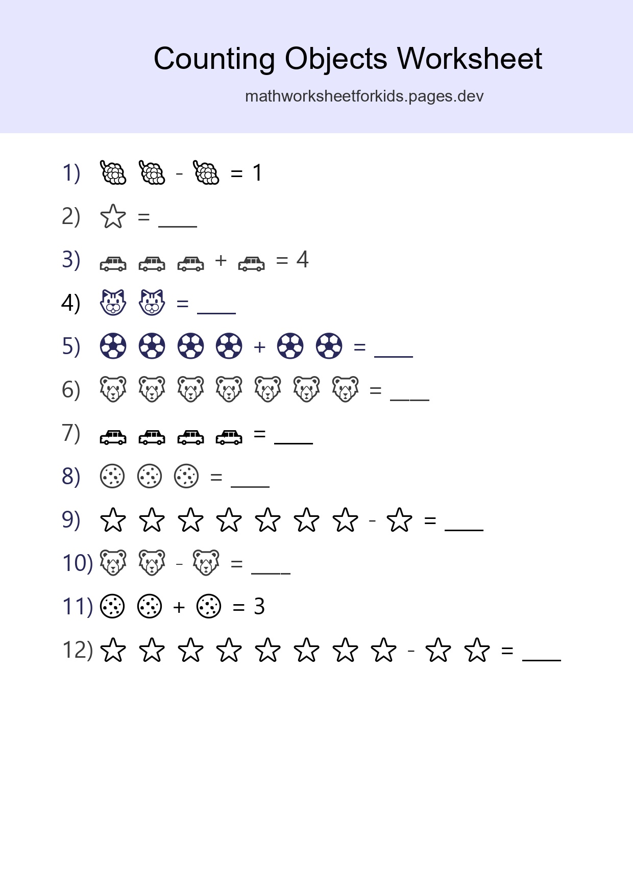 Learn Counting With Pictures Worksheet (Kindergarten) - Part 153