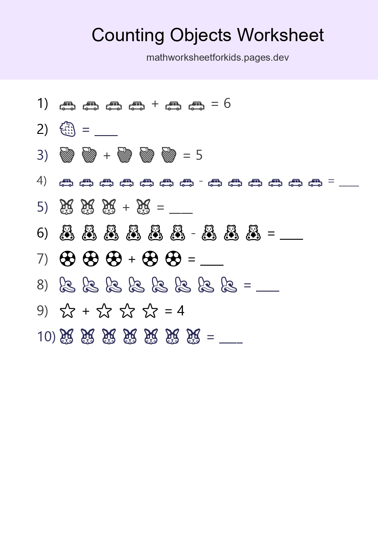 Learn Counting With Pictures Worksheet (Kindergarten) - Part 193