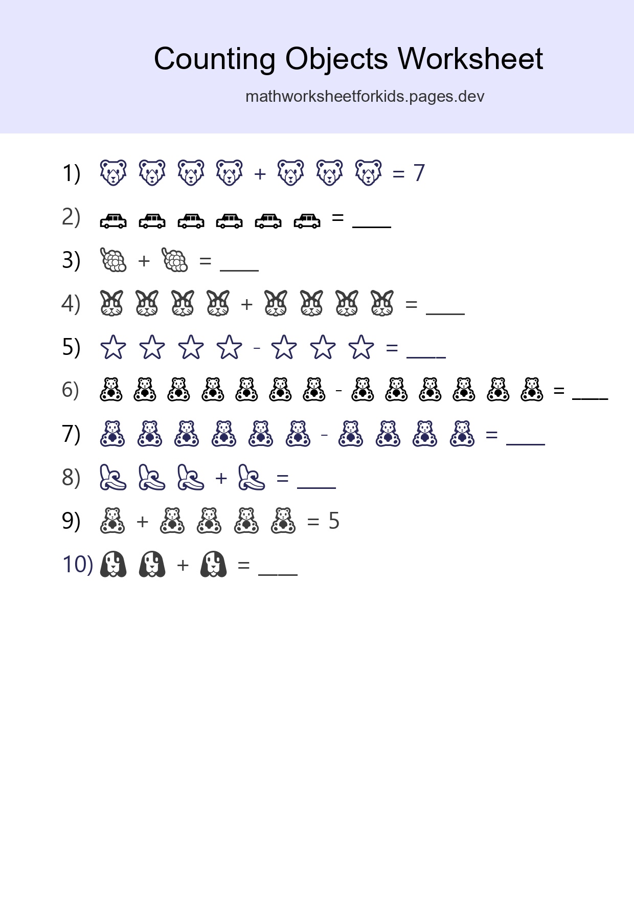 Learn Counting With Pictures Worksheet (Kindergarten) - Part 223