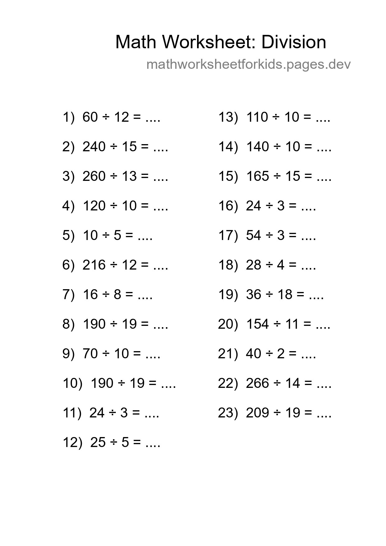 Printable Free 23 Division Math Worksheet For Grade 2 - Part 284
